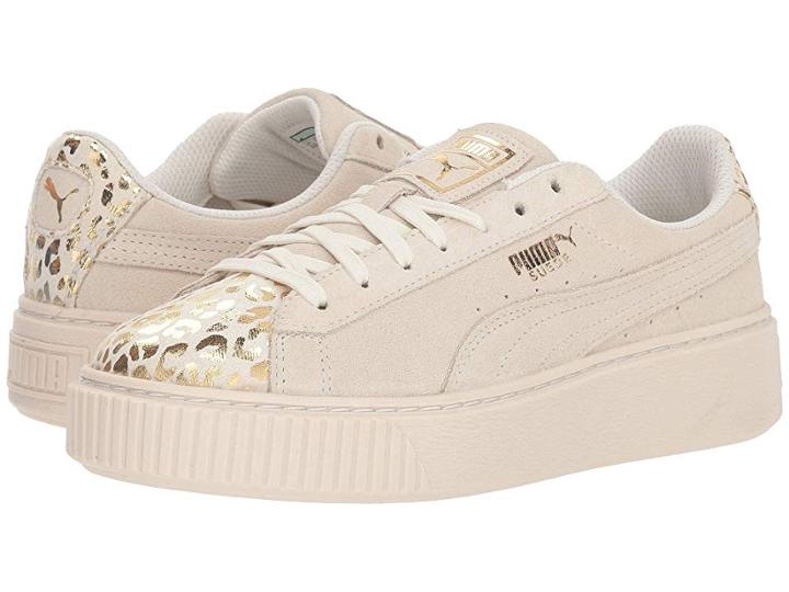 Puma Kids Suede Platform Athluxe Jr (big Kid) (whisper White/puma Team Gold) Girls Shoes