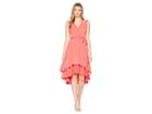 Vince Camuto Ity Split Shoulder High-low Dress With Double Tier (pink) Women's Dress