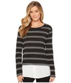 Calvin Klein Texture Stripe Twofer (black/white Perferated) Women's Clothing