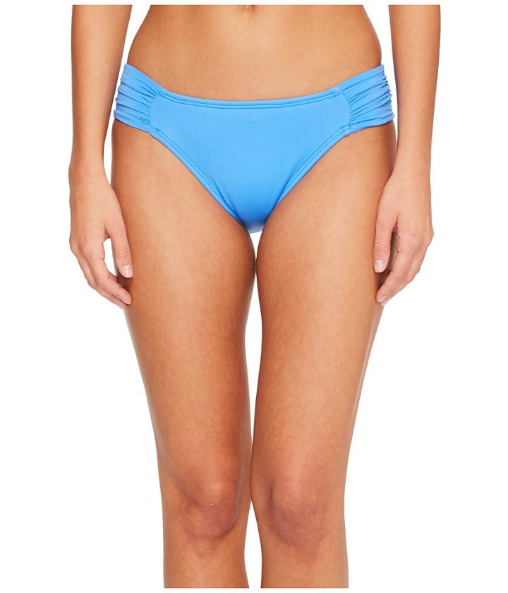 La Blanca Island Goddess Side Shirred Hipster Bottom (blue Suede) Women's Swimwear