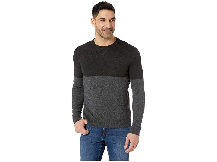 Smartwool Sparwood Color Block Crew Sweater (charcoal Heather) Men's Sweater