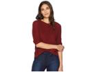 Pink Rose Scoop Neck Raglan Long Sleeve Sweater Pullover W/ Side Lace-up (cinnamon Rust) Women's Sweater