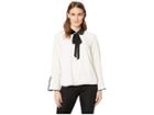Cece Long Sleeve Collared Blouse W/ Neck Tie And Ruffle (antique White) Women's Blouse