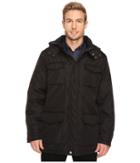 Perry Ellis Poly Zip Front With Snap Placket Removable Hood (black) Men's Coat