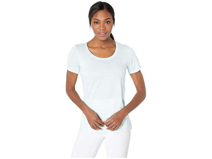Nike Dry Legend Cross-dye Tee (teal Tint/white/white) Women's Short Sleeve Pullover