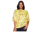 Lauren Ralph Lauren Plus Size Floral Linen-blend Top (yellow Multi) Women's Clothing