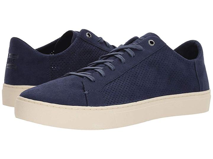 Toms Lenox (navy Perforated Synthetic Suede) Men's Lace Up Casual Shoes
