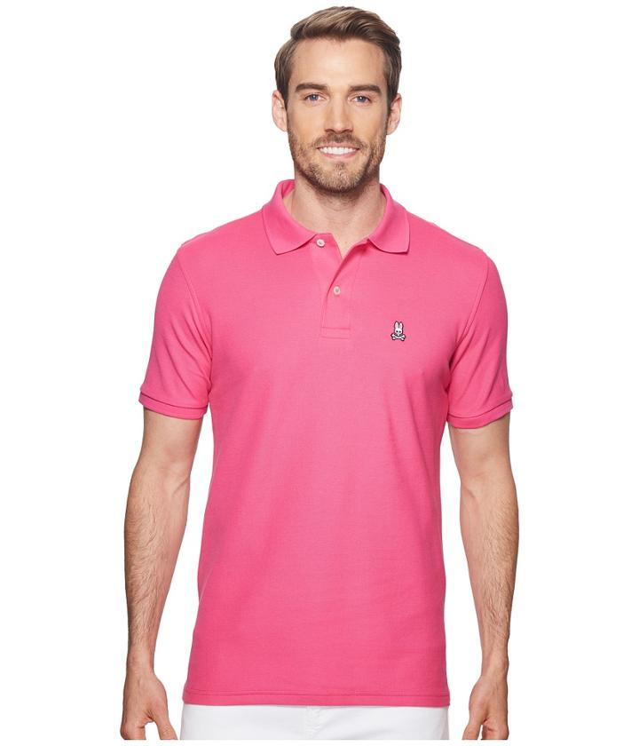 Psycho Bunny Classic Polo Fashion Colors (fuchsia) Men's Short Sleeve Pullover