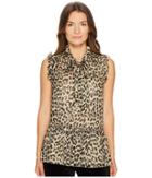 Kate Spade New York Leopard Clipped Dot Top (classic Camel) Women's Clothing