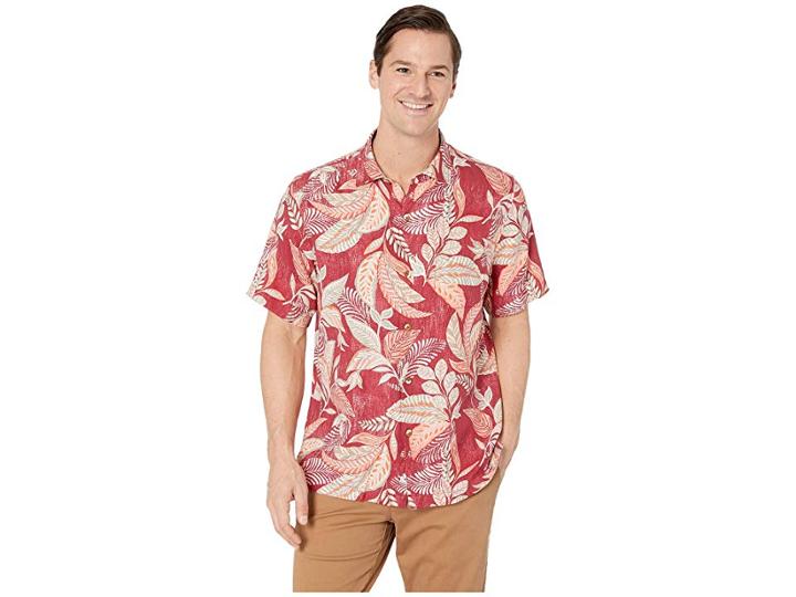 Tommy Bahama Mai Tai Jungle Shirt (orange Spark) Men's Short Sleeve Button Up