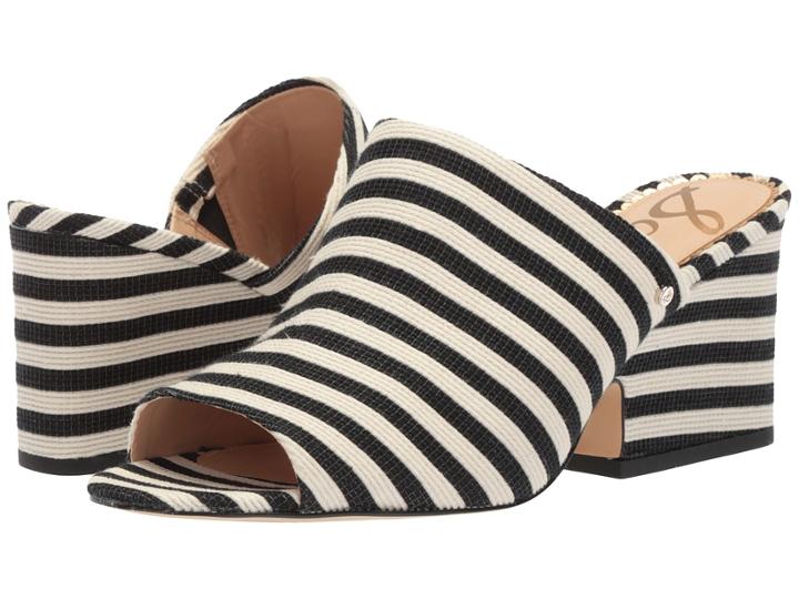 Sam Edelman Rheta (black/ivory Small Woven Stripe Fabric) Women's Slide Shoes