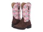 Roper Kids Floral Shine (toddler/little Kid) (brown Faux Leather Vamp/pink/turquoise) Cowboy Boots