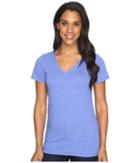The North Face Short Sleeve Boyfriend Tri-blend Tee (amparo Blue Heather/lavender Blue (prior Season)) Women's T Shirt