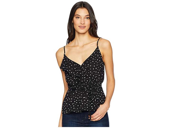 Jack By Bb Dakota It Ain't Me Babe Polka Dot Printed Crepe De Chine Ruffle Top (black) Women's Clothing