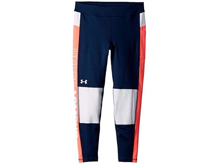Under Armour Kids Ua Color Block Crop Leggings (big Kids) (academy/white) Girl's Casual Pants