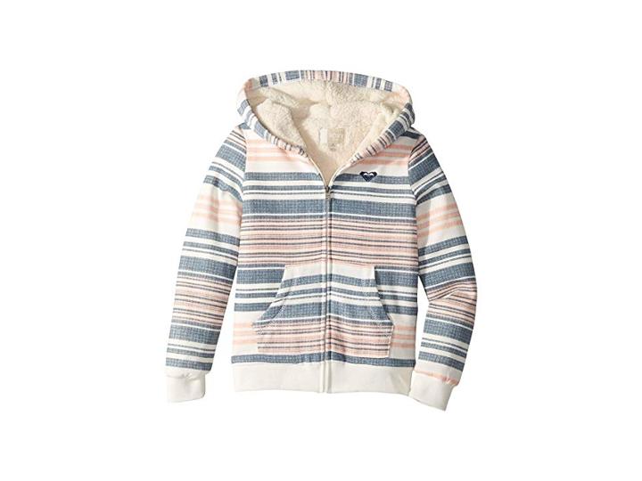 Roxy Kids Jingle Hop Sherpa Zip Hoodie (big Kids) (lob Bisque Nautical Stripes) Girl's Sweatshirt