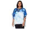 Calvin Klein Plus Plus Size Printed Kaftan W/ Keyhole (capri/white) Women's Blouse