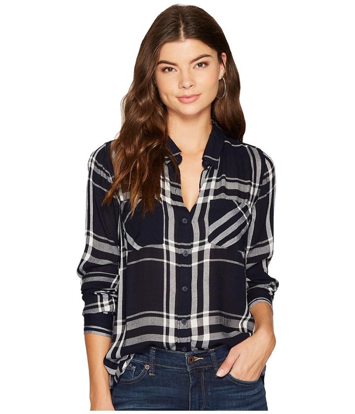 Lucky Brand Plaid Shirt (blue Multi) Women's Long Sleeve Button Up