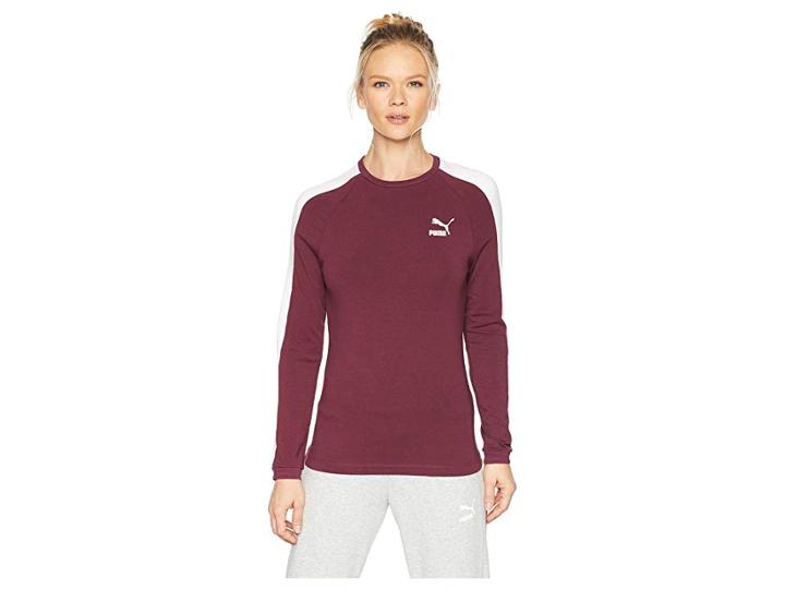 Puma Classics Long Sleeve T7 Top (fig) Women's Long Sleeve Pullover
