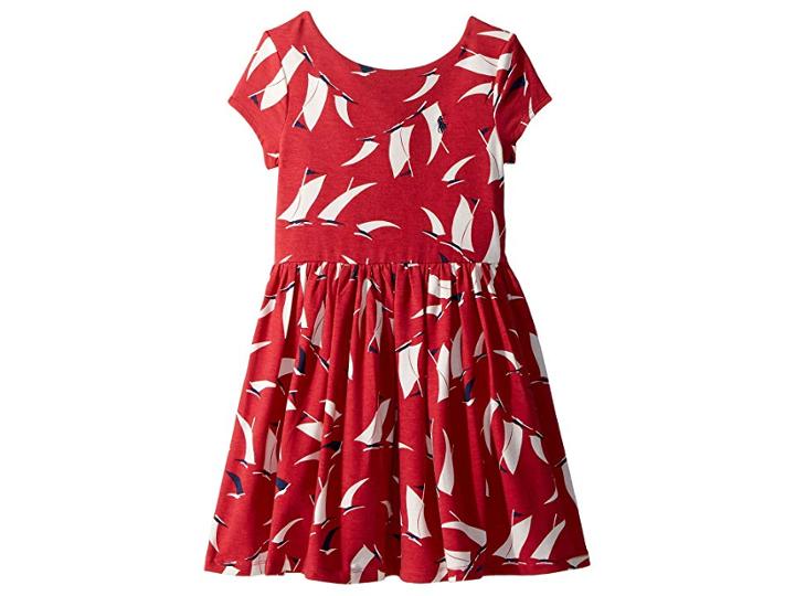 Polo Ralph Lauren Kids Sailboat Twist-back Dress (little Kids) (nantucket Red/deckwash White) Girl's Dress