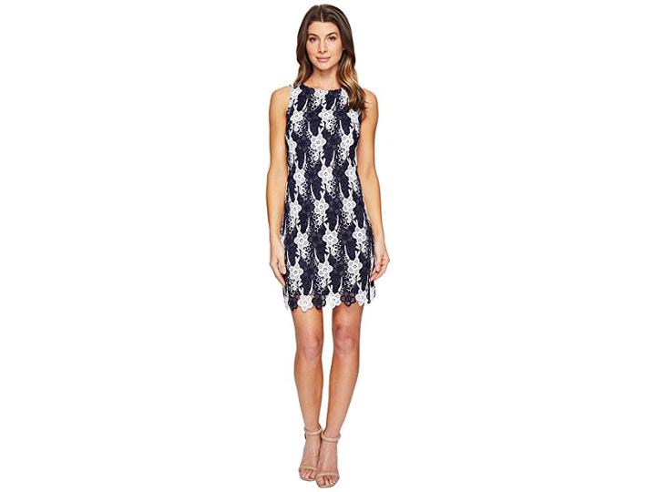 Taylor Chemical Burnout Daisy Sheath Dress (navy/ivory) Women's Dress