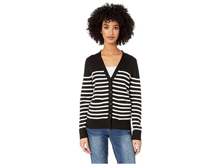 Kate Spade New York Broome Street Heart Patch Cardigan (black/cream) Women's Sweater