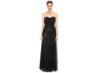 Marchesa Sequin Gown W/ Draped Tulle Overlay (black) Women's Dress