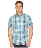 Royal Robbins Mid-coast Seersucker Plaid Short Sleeve (collins Blue) Men's Short Sleeve Button Up