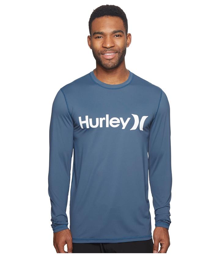Hurley One Only Long Sleeve Surf Shirt (squadron Blue) Men's Swimwear