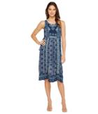 Lucky Brand Embroidered Printed Dress (blue Multi) Women's Dress