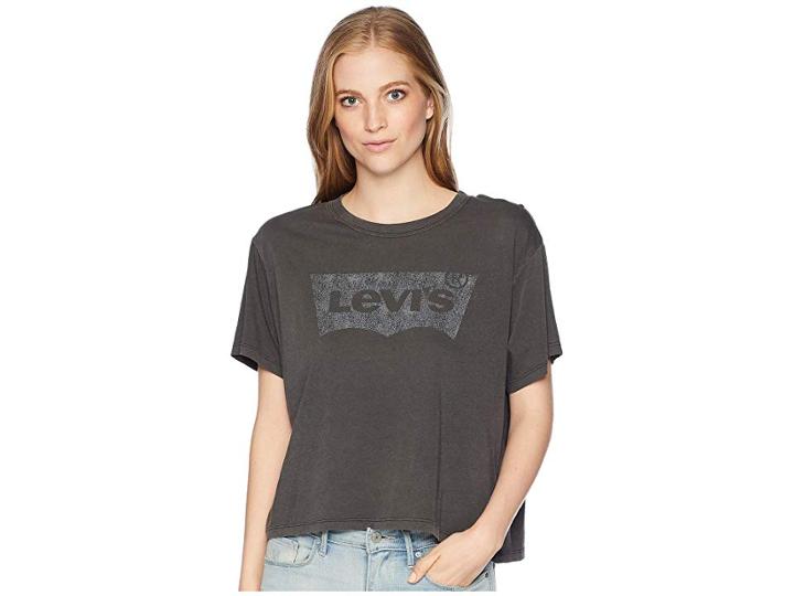 Levi's(r) Premium Graphic J.v. Tee (wash Away Pfd Caviar) Women's T Shirt