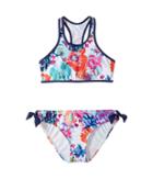 Splendid Littles Printed High Neck Crop Top Set (big Kids) (floral) Girl's Swimwear Sets