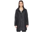 Eileen Fisher Waxed Organic Cotton Stretch Twill Hidden Hood A-line Jacket (black) Women's Coat