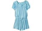 Ella Moss Girl Crochet Fringe Trimp Romper (big Kids) (sky Blue) Girl's Jumpsuit & Rompers One Piece