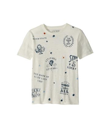 Lucky Brand Kids Paint Splatter Short Sleeve Tee (big Kids) (cannoli Cream) Boy's T Shirt