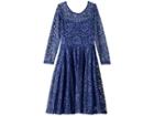 Fiveloaves Twofish Aurora Long Sleeve Lace Skater Dress (little Kids/big Kids) (wedgewood Blue) Girl's Dress