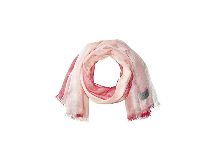 Calvin Klein Chambray Color Block Scarf (spring Rose) Scarves