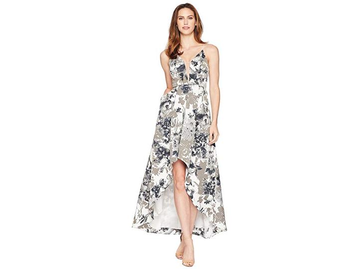 Adrianna Papell Faille Long Dress (black Multi) Women's Dress