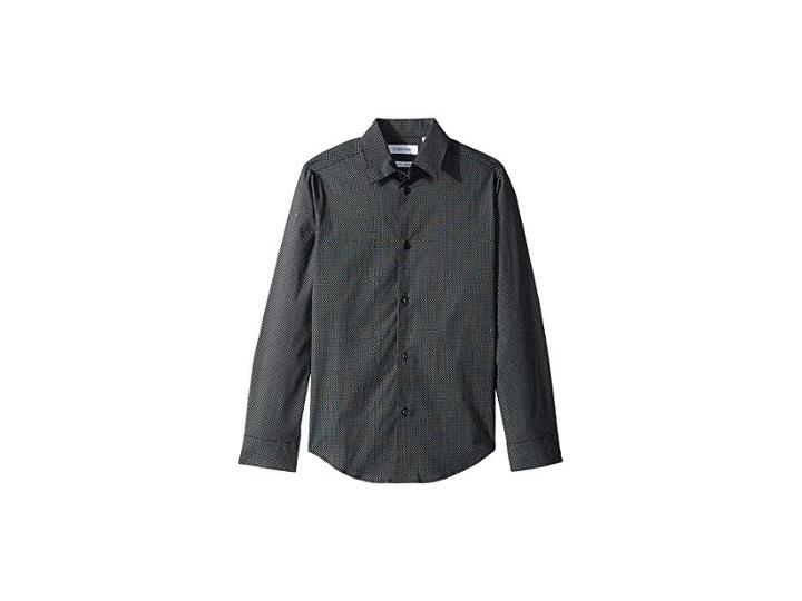 Calvin Klein Kids Box Geo Printed Shirt (big Kids) (black) Boy's Clothing