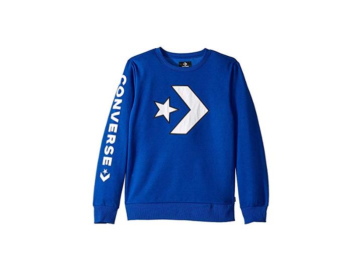 Converse Kids Appliqued Star Chevron Crew (big Kids) (blue) Boy's Clothing