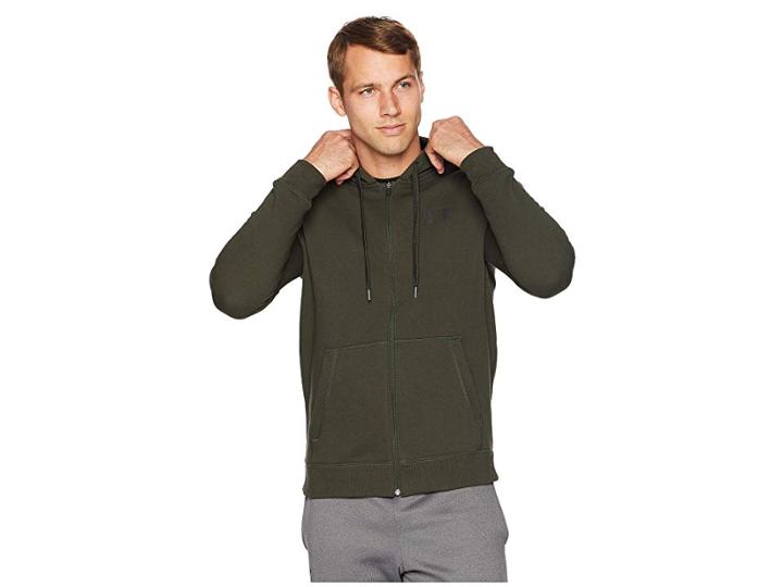 Under Armour Rival Fitted Full Zip (artillery Green/black) Men's Clothing