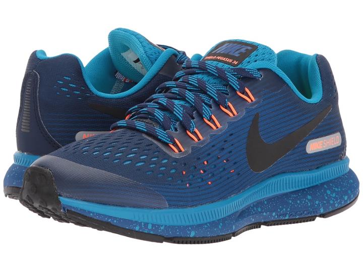 Nike Kids Air Zoom Pegasus 34 Shield (little Kid/big Kid) (binary Blue/black/gym Blue/blue Orbit) Boys Shoes