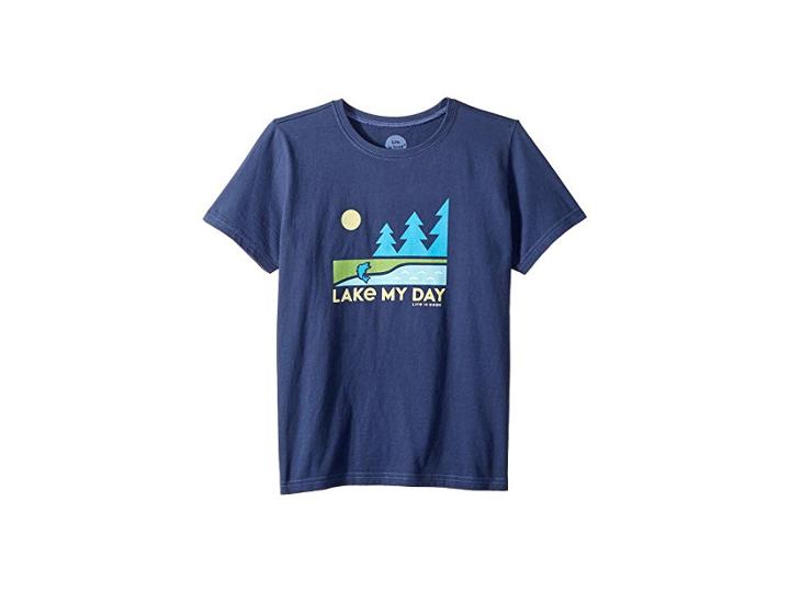 Life Is Good Kids Lake My Day Tee (little Kids/big Kids) (darkest Blue) Boy's T Shirt