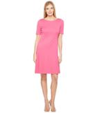 Ellen Tracy Elbow Sleeve Flounce Dress (pink Tulip) Women's Dress