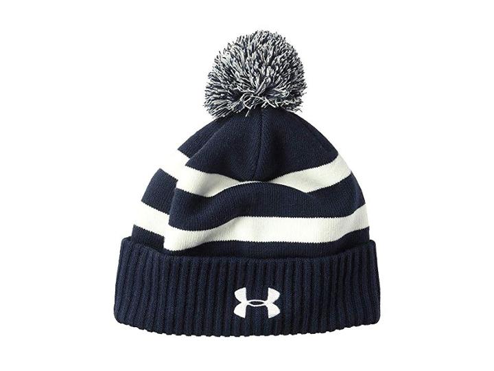 Under Armour Ua Pom Beanie (little Kids/big Kids) (midnight Navy/white/white) Beanies