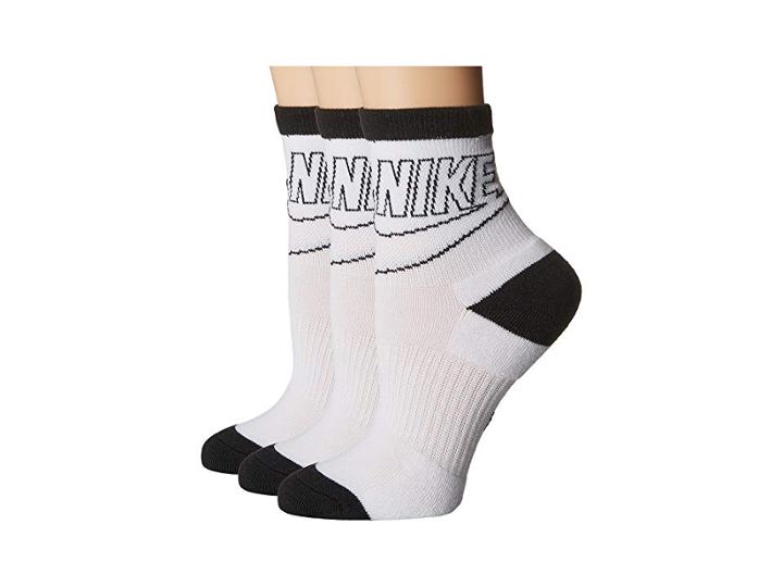 Nike Sportswear Striped Low Crew 3-pair Socks (white/black/black) Women's Crew Cut Socks Shoes