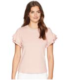 Romeo & Juliet Couture Metallic Neckline Tiered Sleeve T-shirt (blush) Women's T Shirt