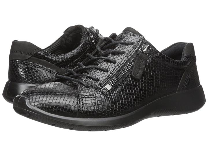 Ecco Soft 5 Zip Sneaker (black/black) Women's Lace Up Casual Shoes