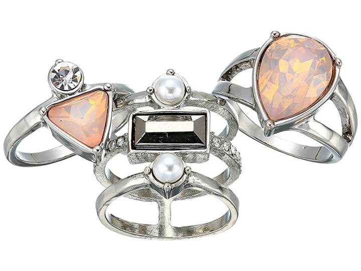 Guess Three-piece Stone Ring Set (silver/pink/pearl) Ring