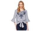 Bishop + Young Embroidered Blouse (blue/white Stripe) Women's Clothing